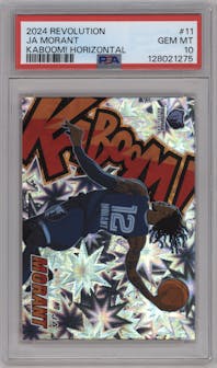Ja Morant from the 2024-25 Panini Revolution set graded by PSA and given an overall grade of 10.