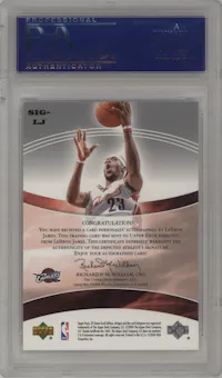LeBron James  from the 2004-05 Upper Deck SP Game Used set graded by PSA and given an overall grade of 10.
