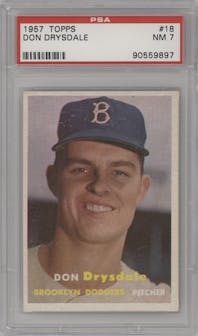 Don Drysdale  from the 1957 Topps set graded by PSA and given an overall grade of 7.