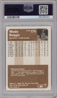 Wade Boggs from the 1983 Fleer  set graded by PSA and given an overall grade of 8.