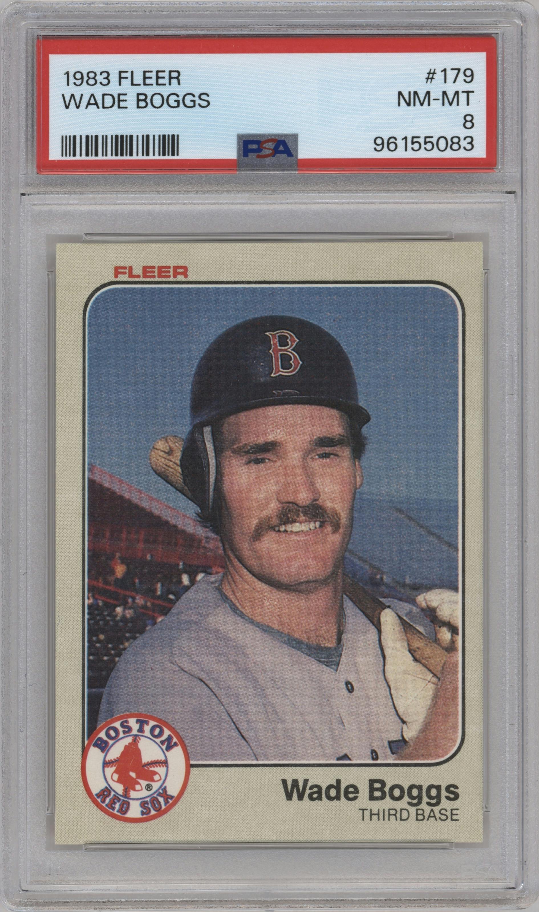 Wade Boggs from the 1983 Fleer  set graded by PSA and given an overall grade of 8.
