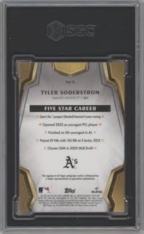 Tyler Soderstrom from the 2024 Topps Five Star set graded by SGC and given an overall grade of 9.