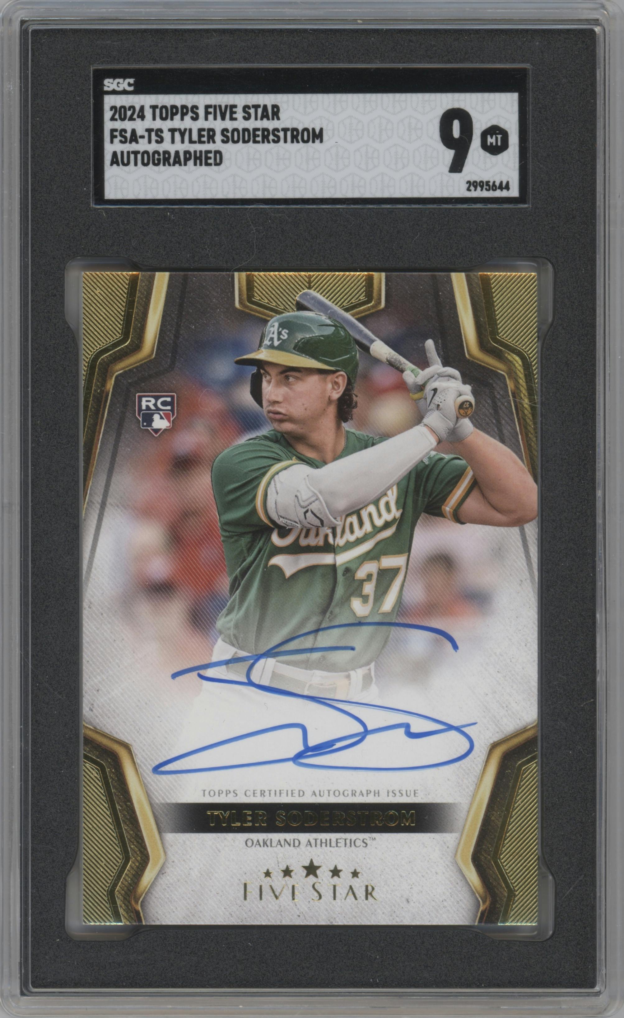 Tyler Soderstrom from the 2024 Topps Five Star set graded by SGC and given an overall grade of 9.