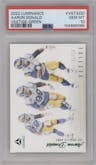 Aaron Donald from the 2022 Panini Luminance set featuring a Green parallel graded by PSA and given an overall grade of 10.