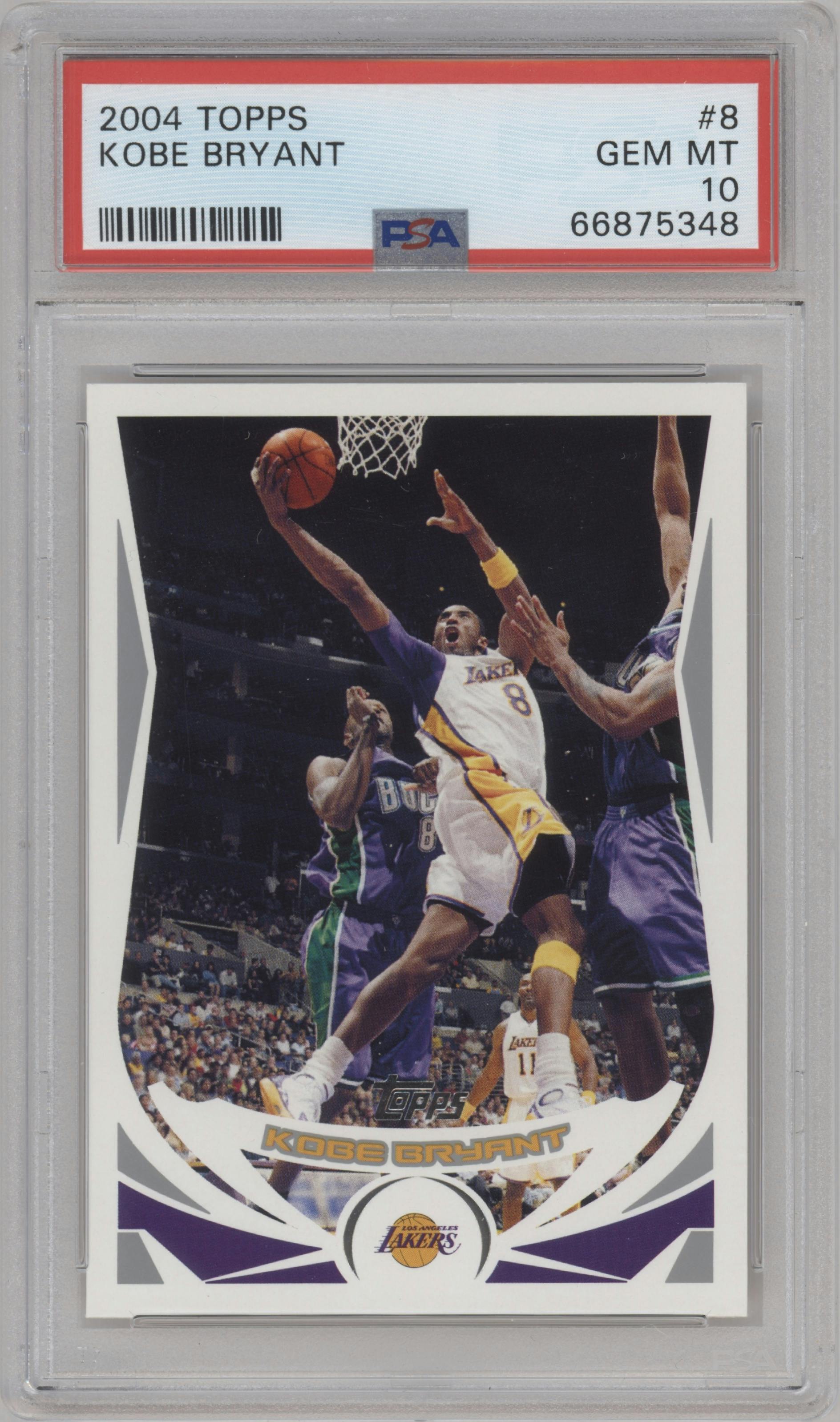 Kobe Bryant from the 2004-05 Topps set graded by PSA and given an overall grade of 10.