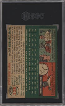 Henry Aaron from the 1954 Topps set graded by SGC and given an overall grade of 4.