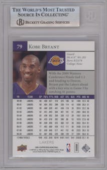 Kobe Bryant  from the 2009-10 Upper Deck set graded by Beckett and given an overall grade of 9.