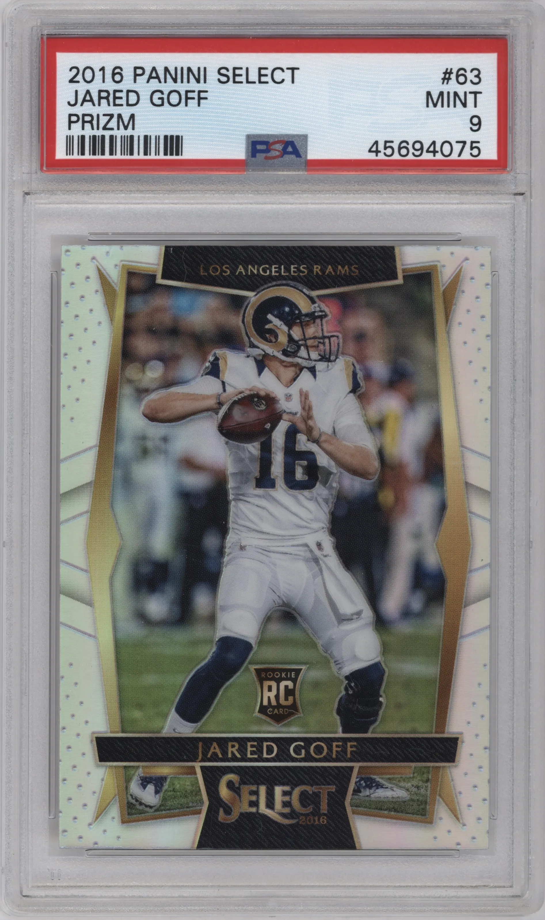 2016 Panini Select Jared Goff Prizm #63 PSA 9