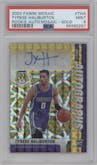 Tyrese Haliburton from the 2020-21 Panini Mosaic set featuring a Gold Mosaic parallel graded by PSA and given an overall grade of 9.