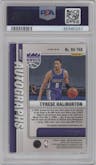 Tyrese Haliburton from the 2020-21 Panini Mosaic set featuring a Gold Mosaic parallel graded by PSA and given an overall grade of 9.