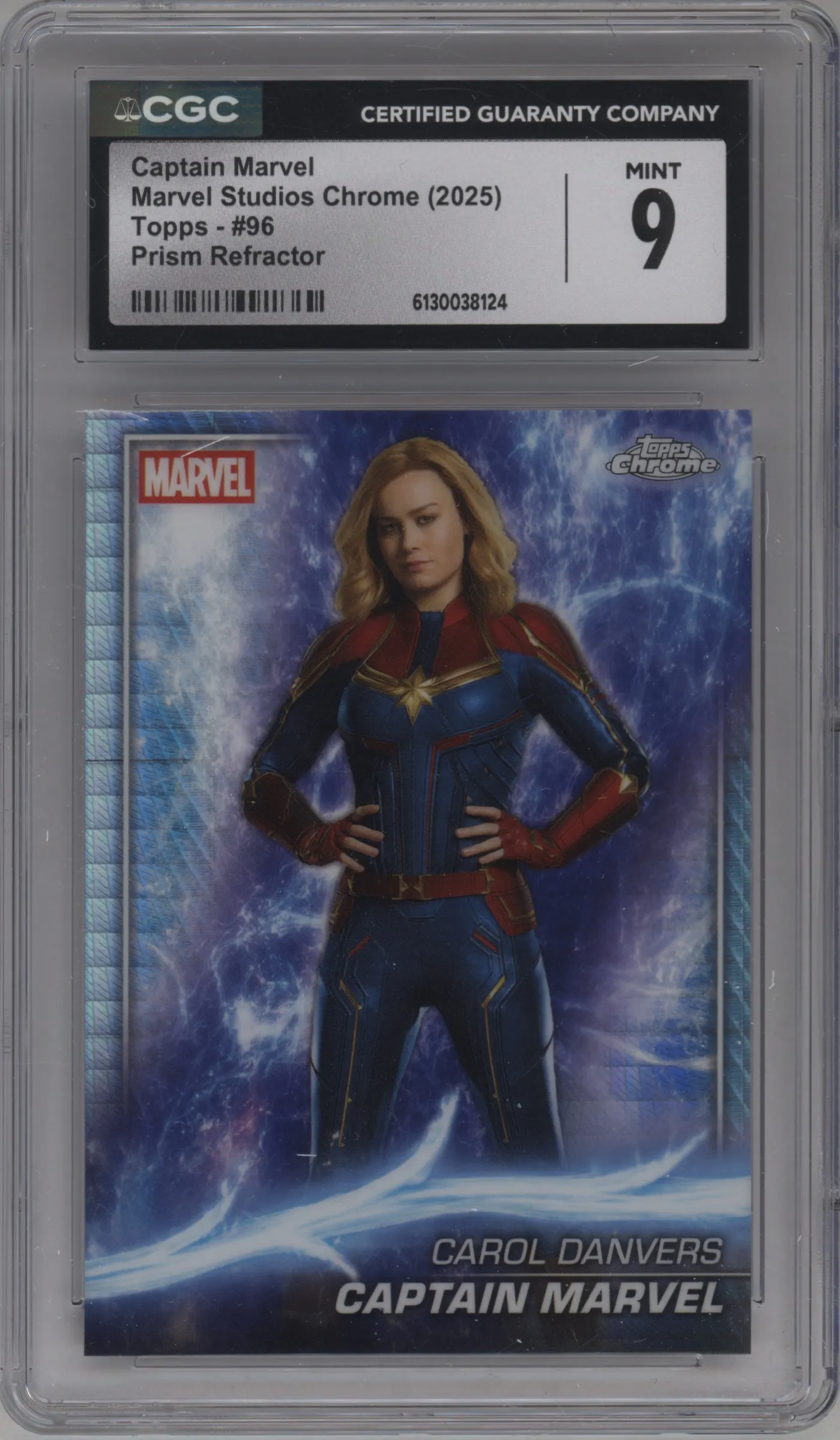 2025 Topps Chrome Marvel Studios Captain Marvel Prism Refractor #96 CGC 9