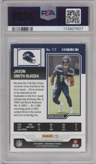 Jaxon Smith-Njigba from the 2023 Panini Contenders set graded by PSA and given an overall grade of 8.