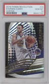 Stephen Curry from the 2019-20 Panini Revolution set graded by PSA and given an overall grade of 10.