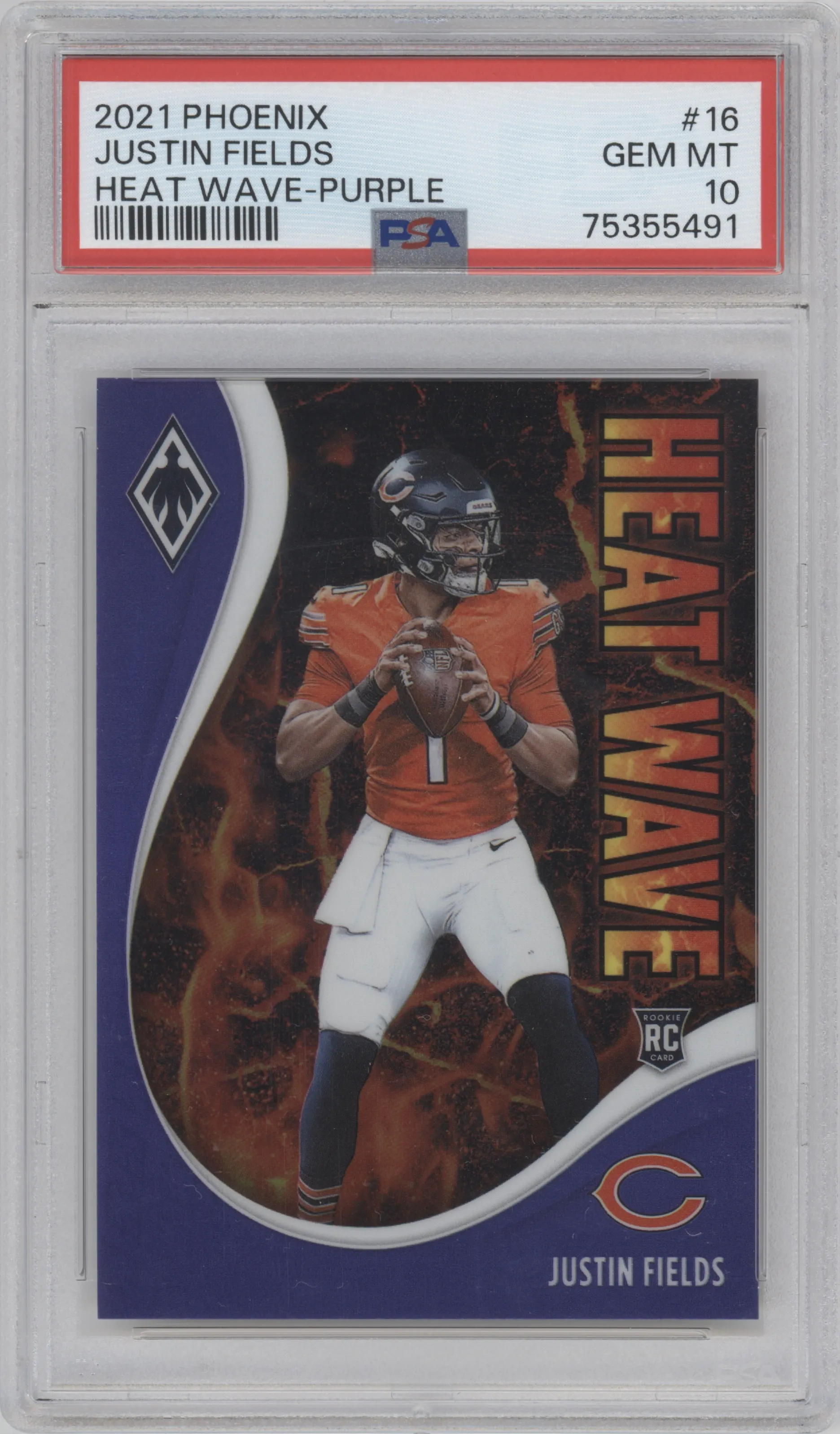 2021 Panini Phoenix Heat Wave Justin Fields Purple #16 PSA 10