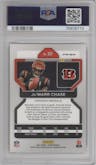 Ja'Marr Chase from the 2021 Panini Prizm set featuring a Disco parallel graded by PSA and given an overall grade of 10.