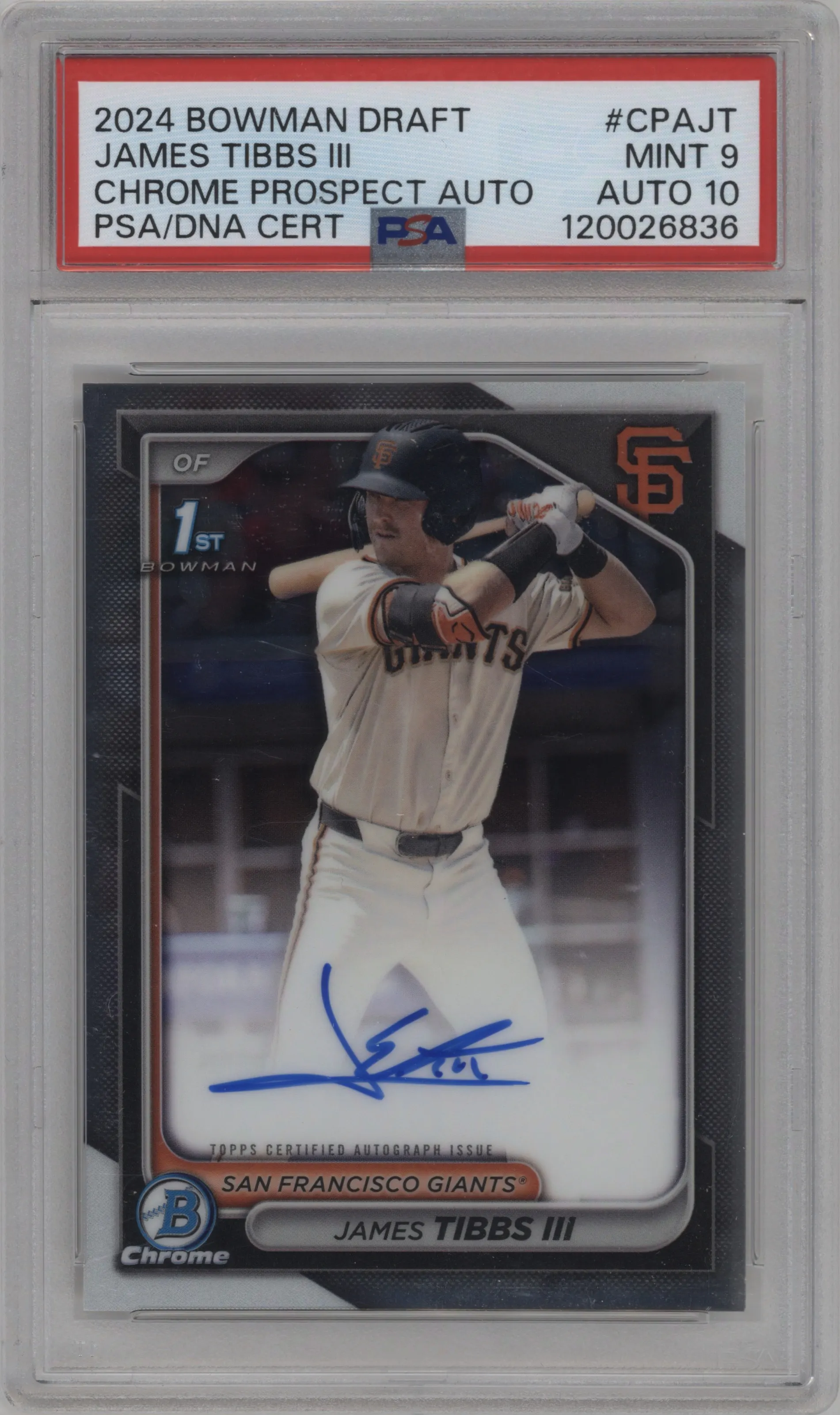 2024 Bowman Draft Chr.Pros.Auto James Tibbs III PSA 9