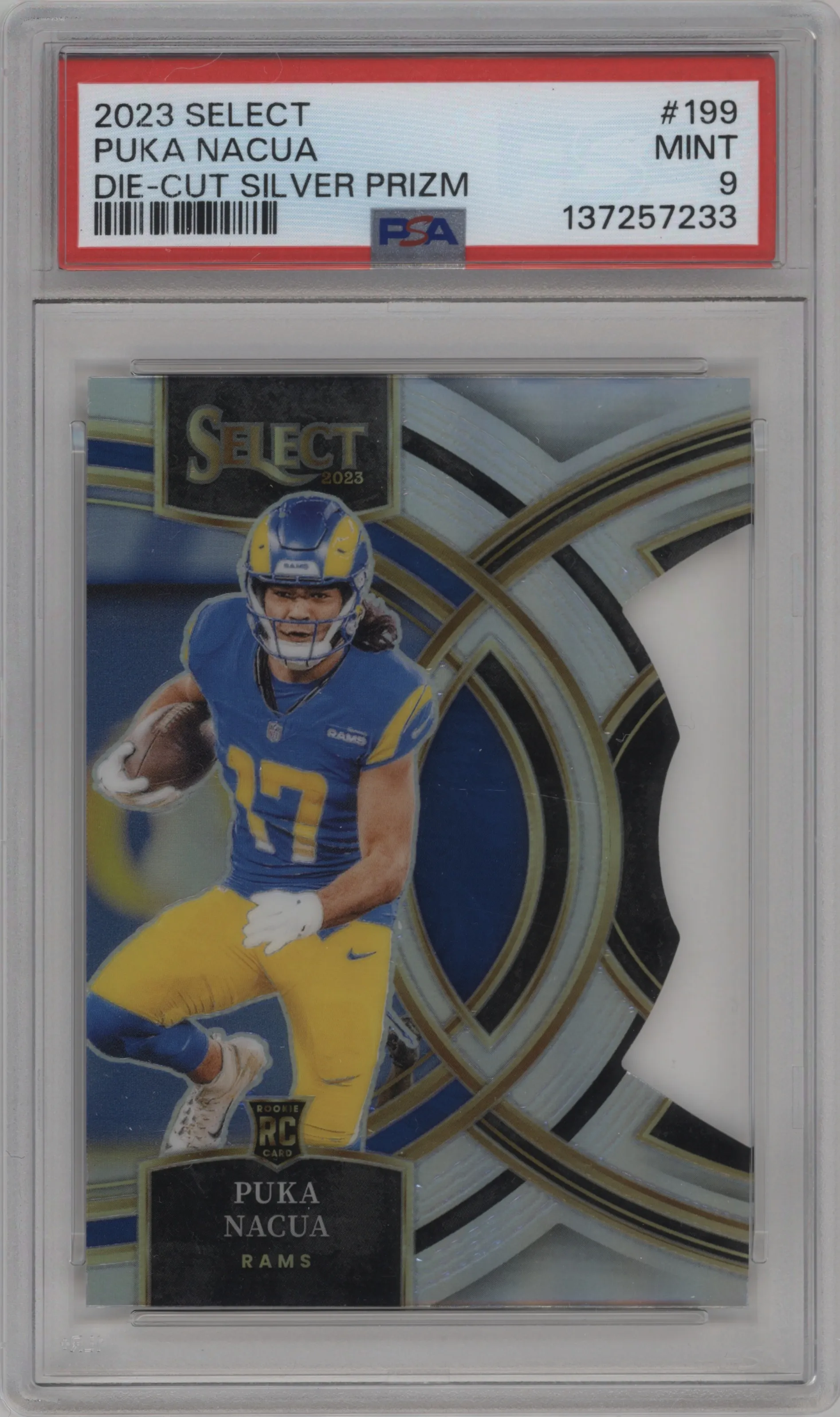 2023 Panini Select Pre.Lvl. Puka Nacua Die-Cut Silver PSA 9