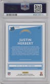Justin Herbert from the 2020 Panini Donruss Optic set featuring a Hyper Blue  parallel graded by PSA and given an overall grade of 9.