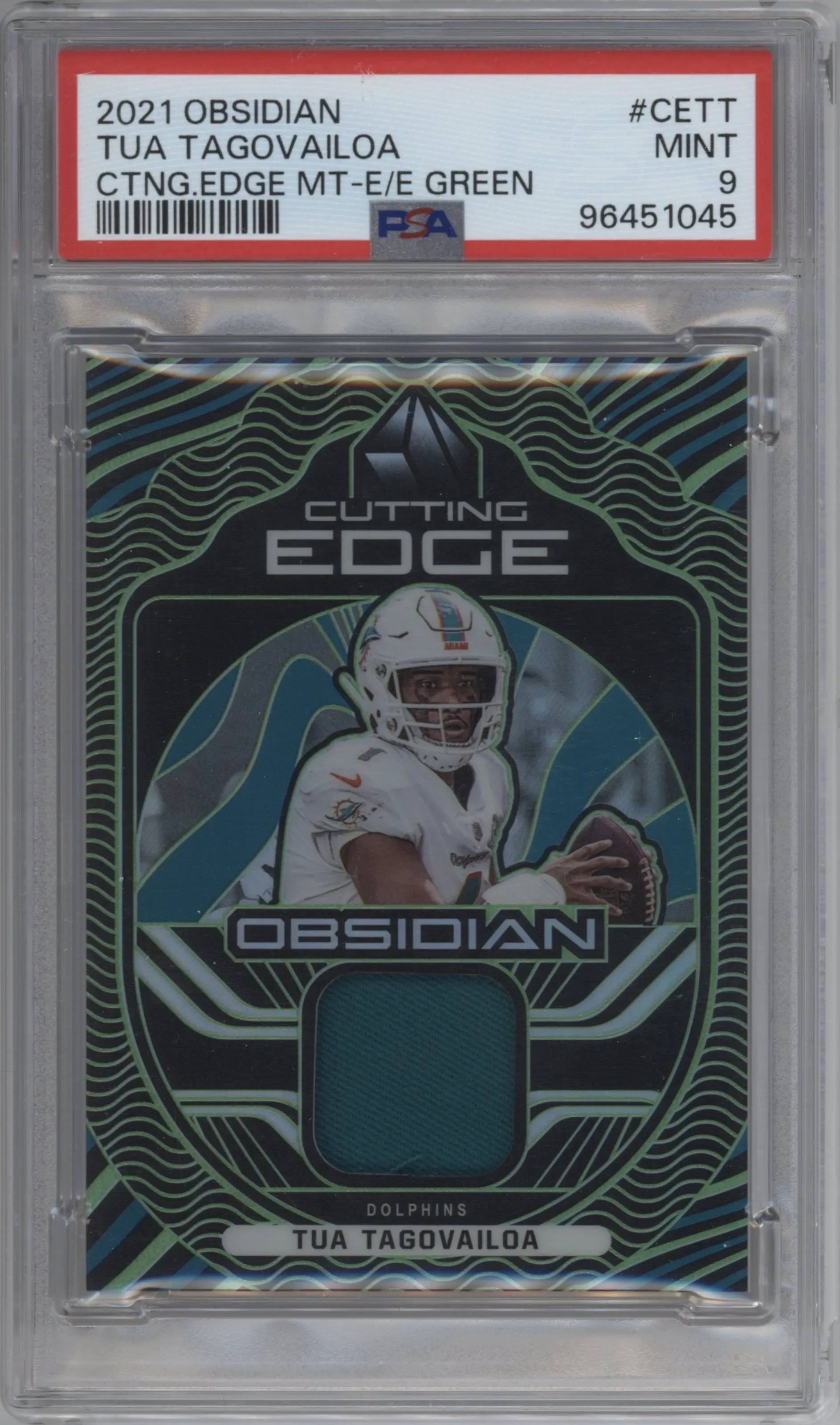 2021 Panini Obsidian Cutting Edge Tua Tagovailoa Electric Etch Green PSA 9