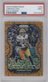 Jordan Love from the 2020 Panini Prizm set featuring a Disco parallel graded by PSA and given an overall grade of 9.
