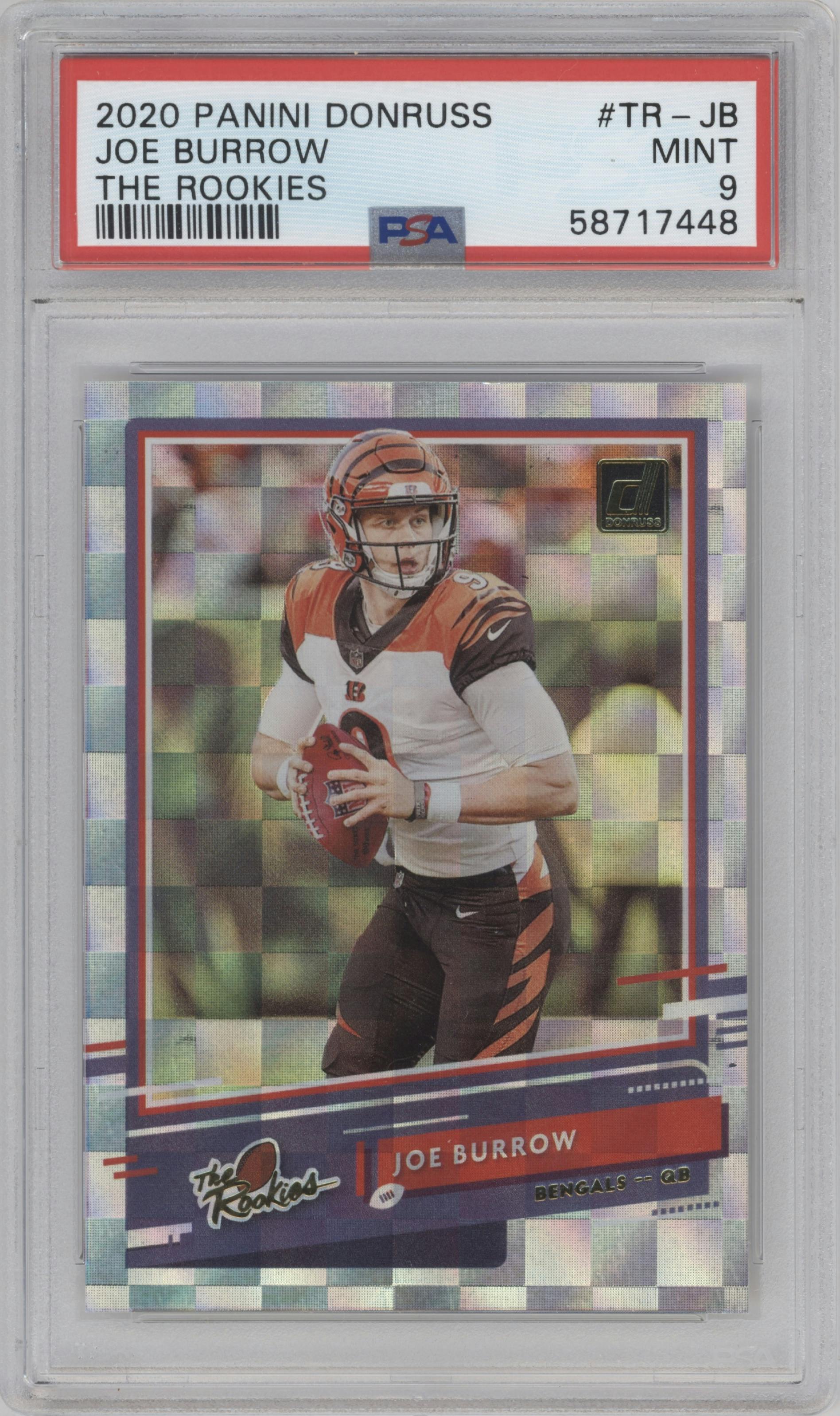 Joe Burrow from the 2020 Panini Donruss set graded by PSA and given an overall grade of 9.