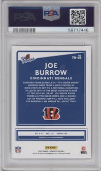 Joe Burrow from the 2020 Panini Donruss set graded by PSA and given an overall grade of 9.