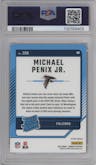 Michael Penix Jr.  from the 2024 Donruss set featuring a Red Pandora parallel graded by PSA and given an overall grade of 10.