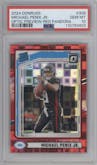 Michael Penix Jr.  from the 2024 Donruss set featuring a Red Pandora parallel graded by PSA and given an overall grade of 10.