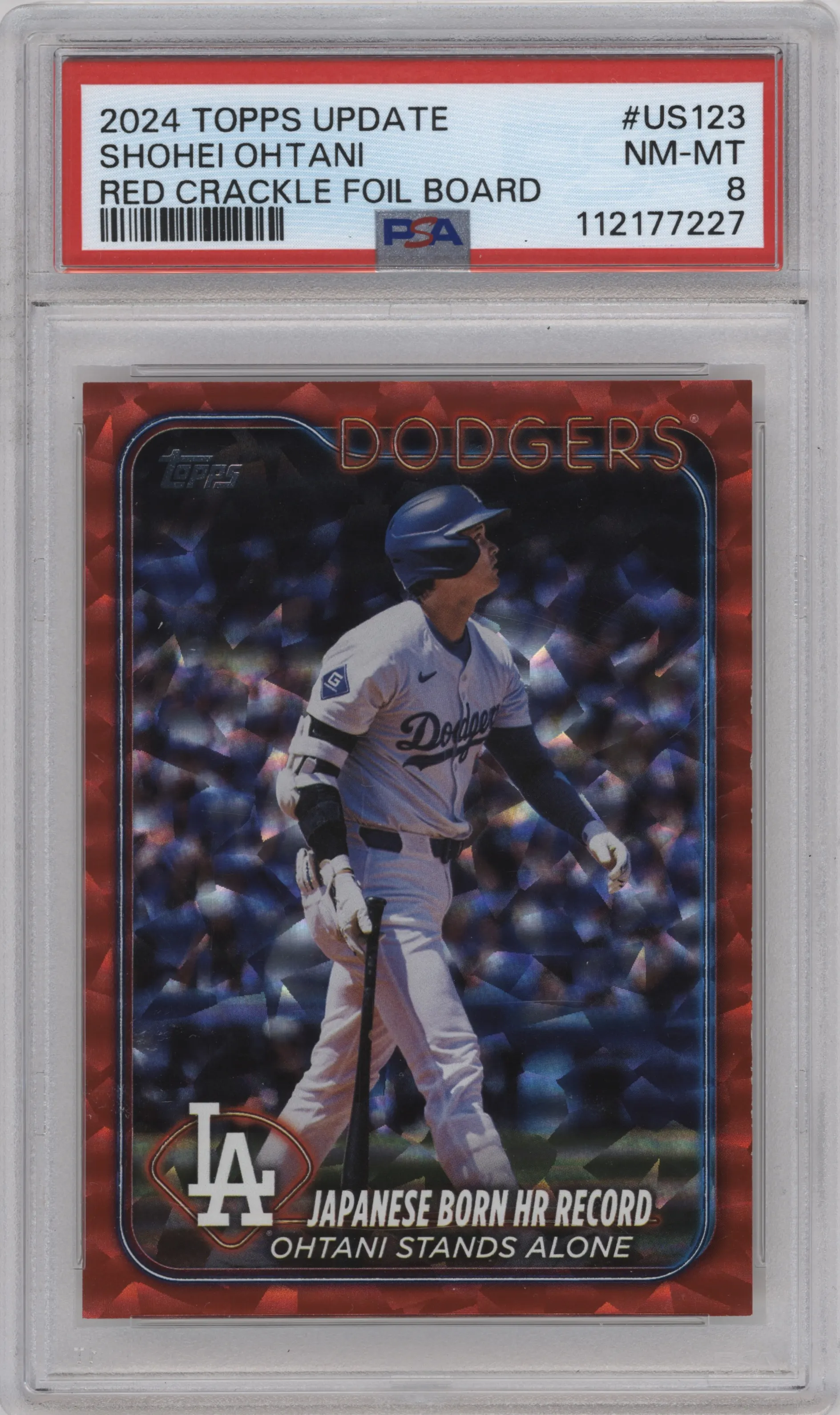 2024 Topps Update Shohei Ohtani Red Crackle Foilboard #US123 PSA 8