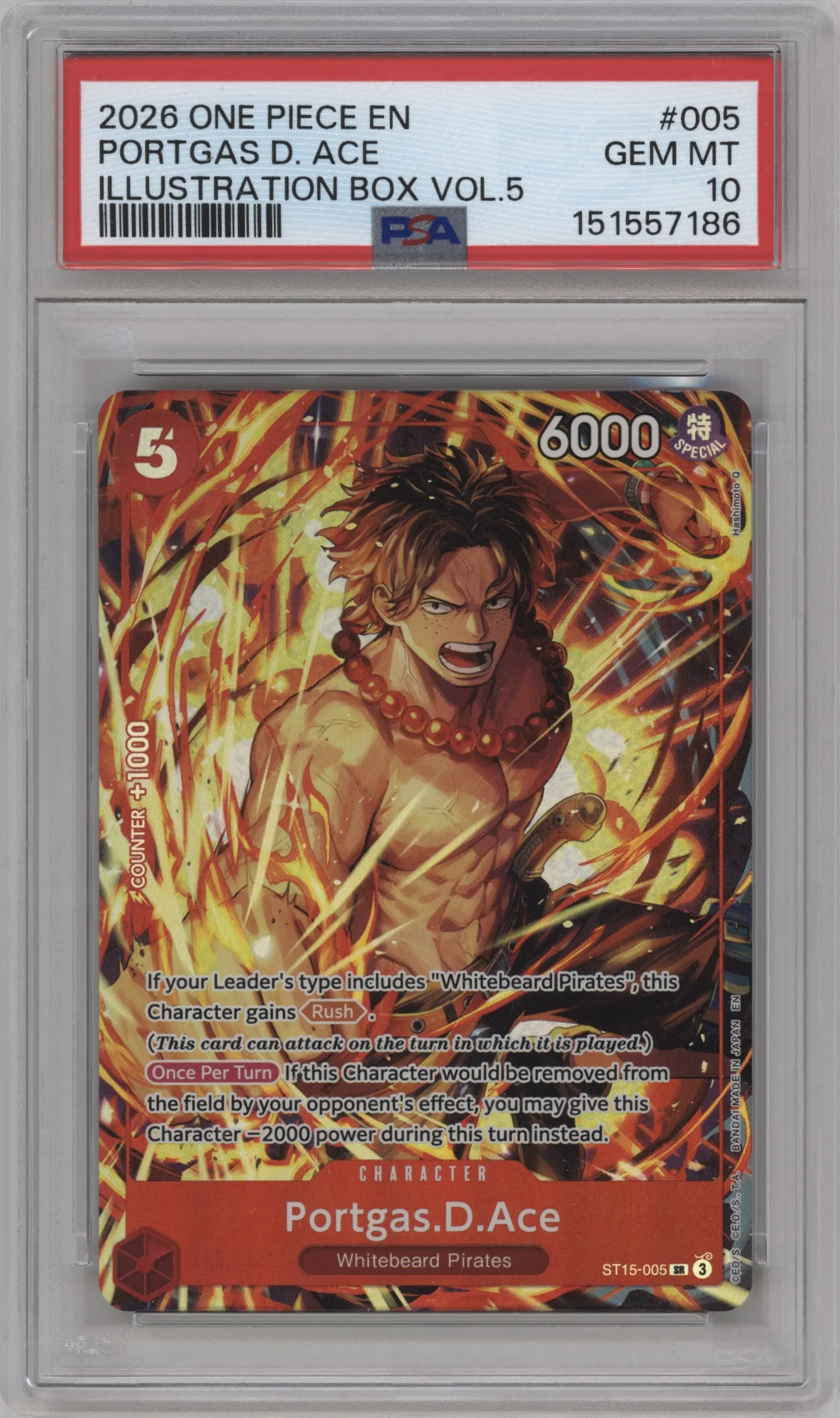 2026 One Piece Illustration Box Vol.5 Portgas.D.Ace PSA 10