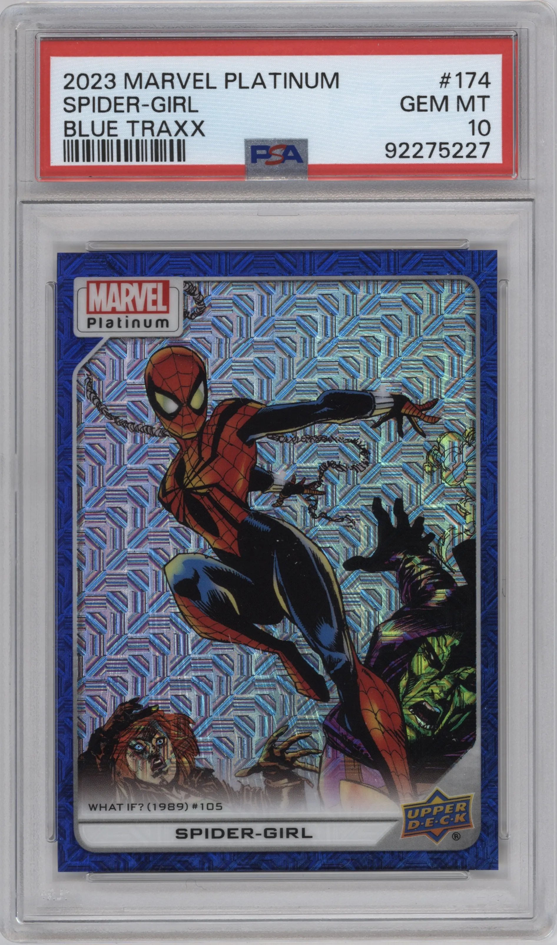 2023 Upper Deck Marvel Platinum Spider-Girl Blue Traxx #174 PSA 10