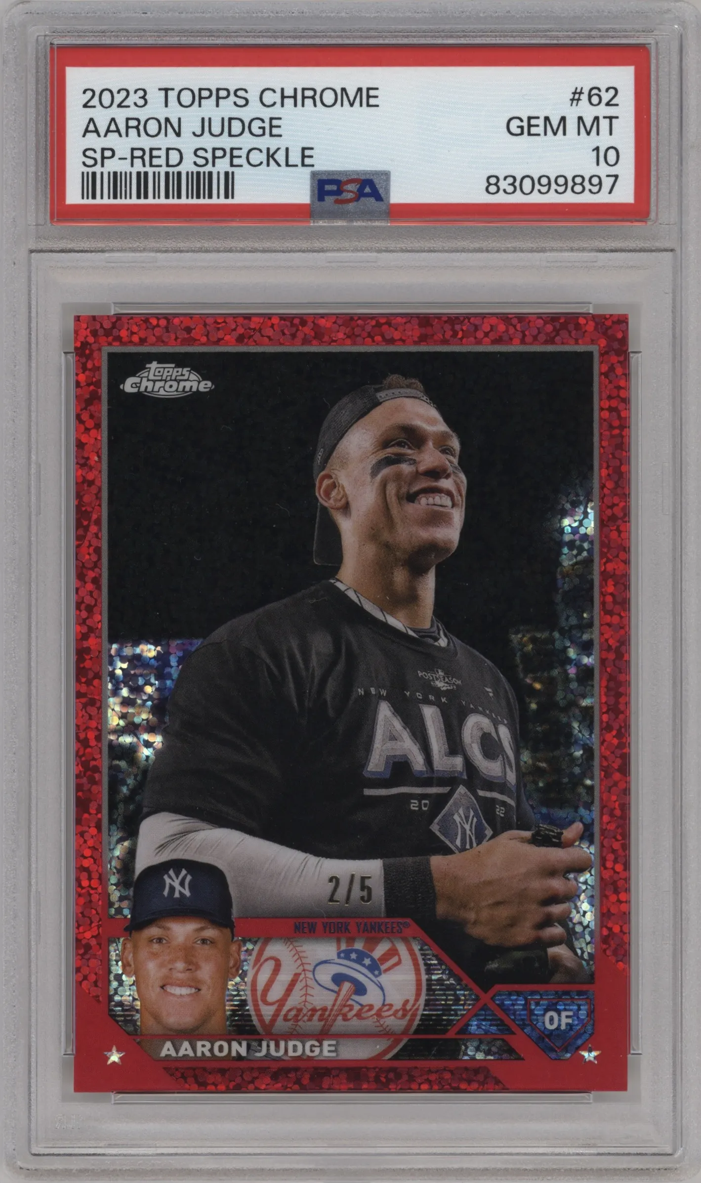 2023 Topps Chrome Image Variation Aaron Judge Red Speckle #62 PSA 10