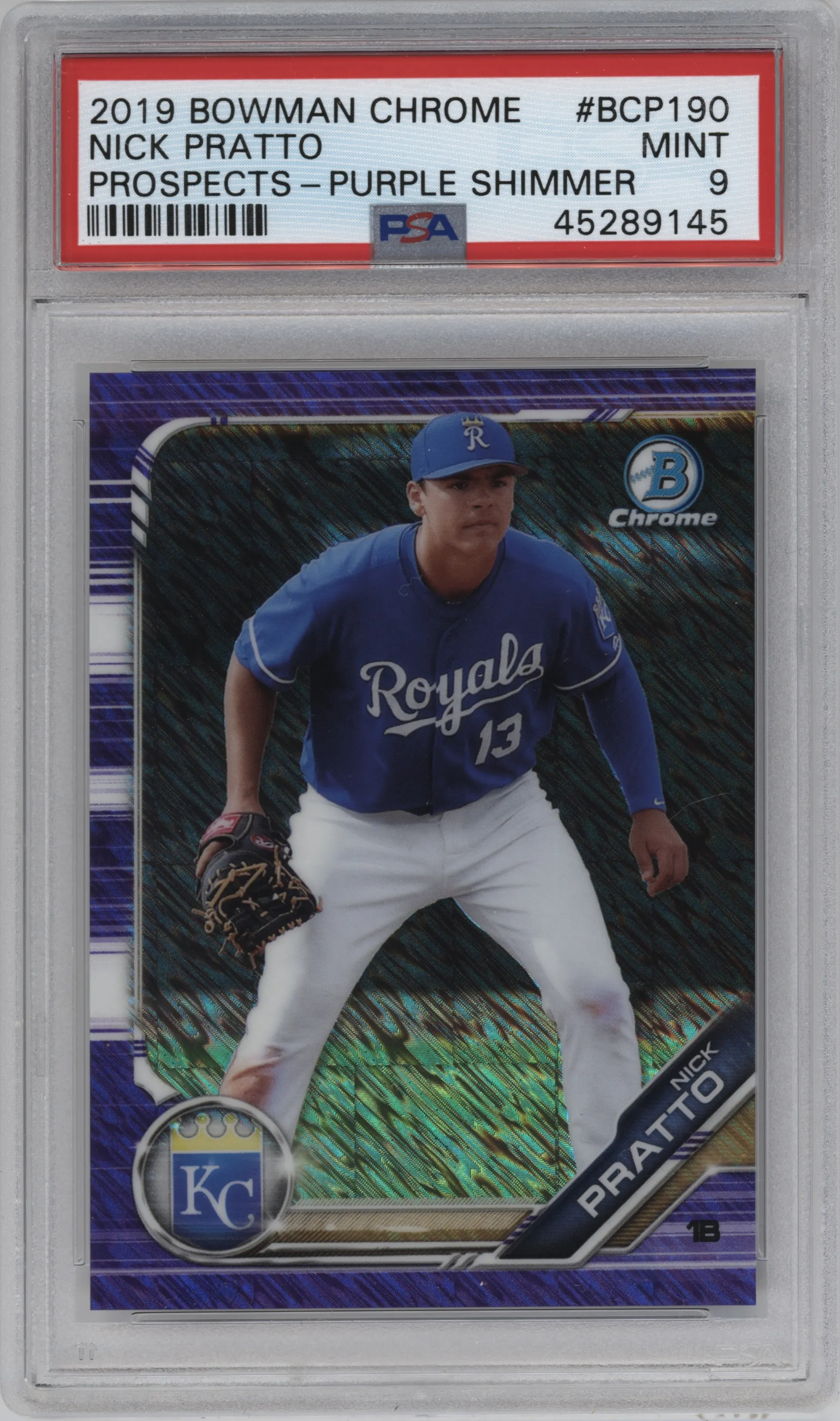 2019 Bowman Chrome Chr.Pros. Nick Pratto Purple Shimmer Refractor PSA 9