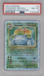 Venusaur from the 2002 Pokemon  set graded by PSA and given an overall grade of 8.