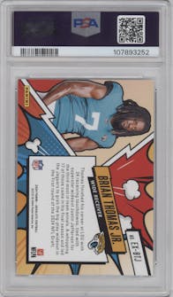 Brian Thomas Jr. from the 2024 Panini Absolute set graded by PSA and given an overall grade of 9.