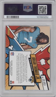 Brian Thomas Jr. from the 2024 Panini Absolute set graded by PSA and given an overall grade of 9.