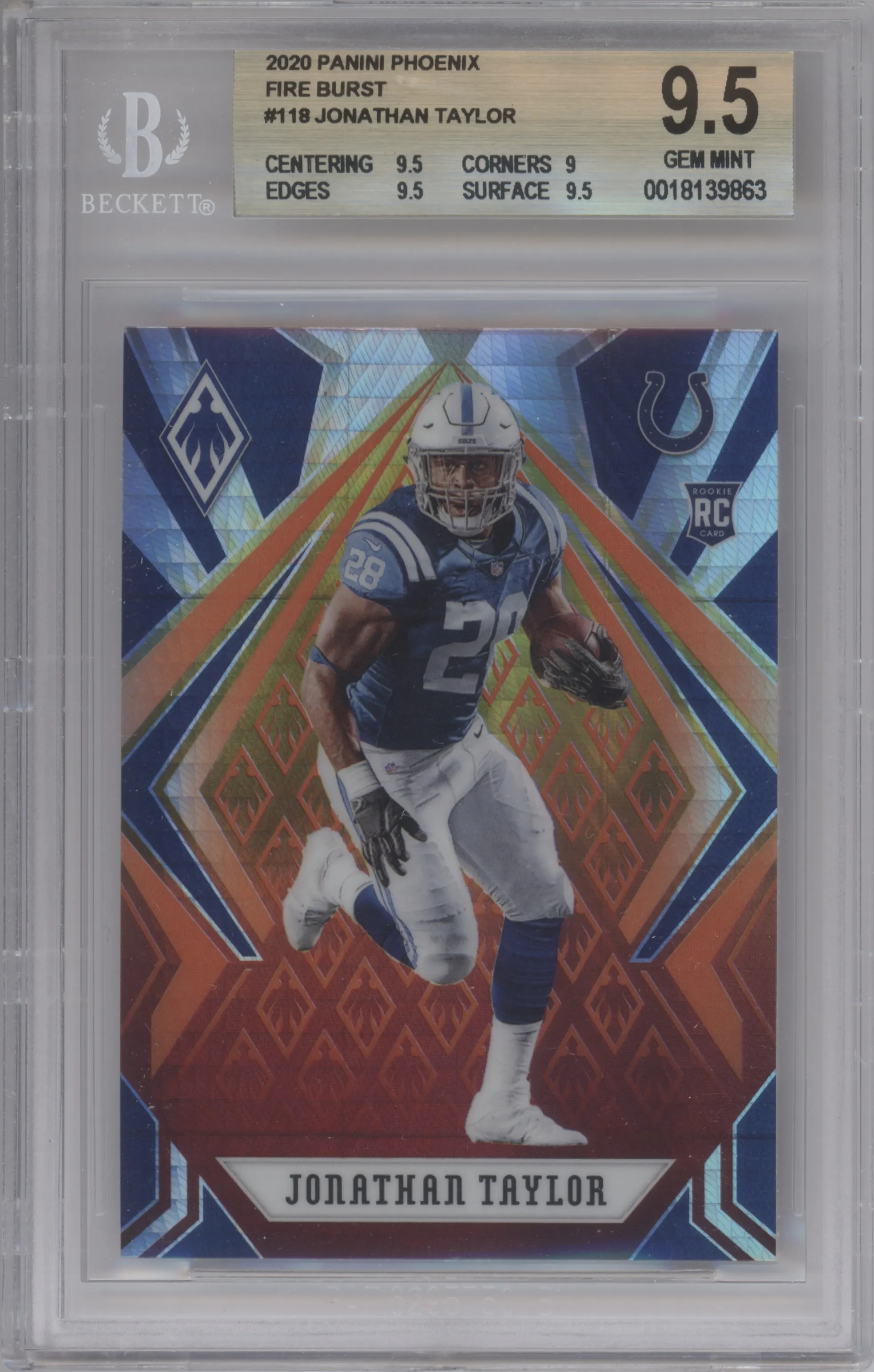 2020 Panini Phoenix Jonathan Taylor Fire Burst #118 BGS 9.5