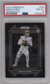 Brock Purdy from the 2022 Panini Chronicles set graded by PSA and given an overall grade of 10.