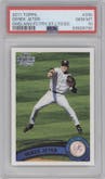 Derek Jeter from the 2011 Topps set featuring a Factory Set Diamond Anniv. parallel graded by PSA and given an overall grade of 10.
