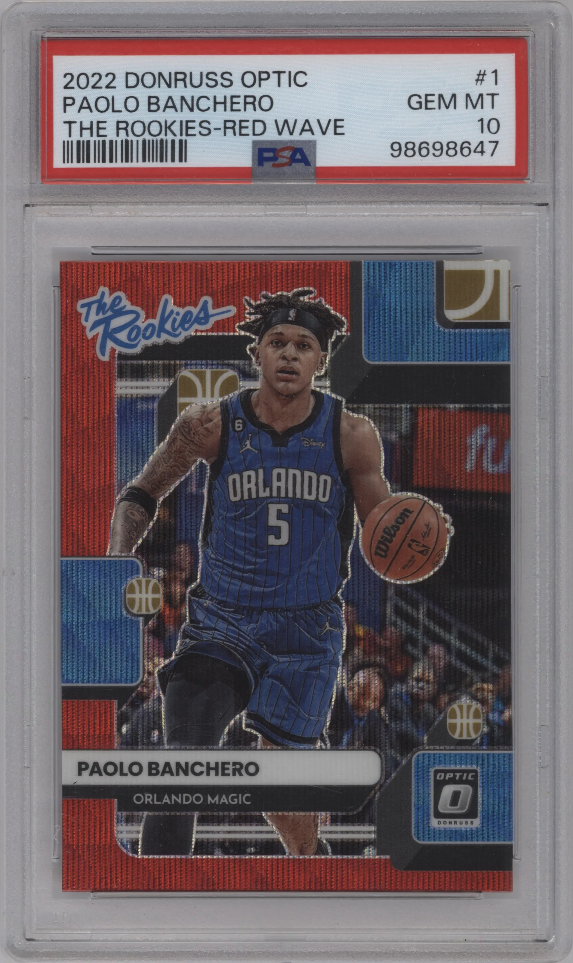 2022 Panini Donruss Optic The Rookies Paolo Banchero Red Wave #1 PSA 10