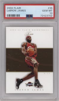 LeBron James from the 2004-05 Flair set graded by PSA and given an overall grade of 10.