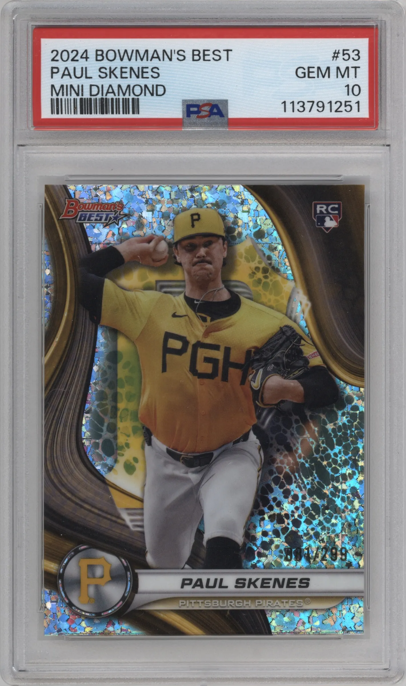 2024 Bowman's Best Paul Skenes Mini-Diamond Refractor #53 PSA 10