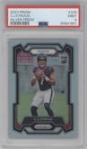 C.J. Stroud from the 2023 Panini Prizm set featuring a Silver Prizm parallel graded by PSA and given an overall grade of 9.