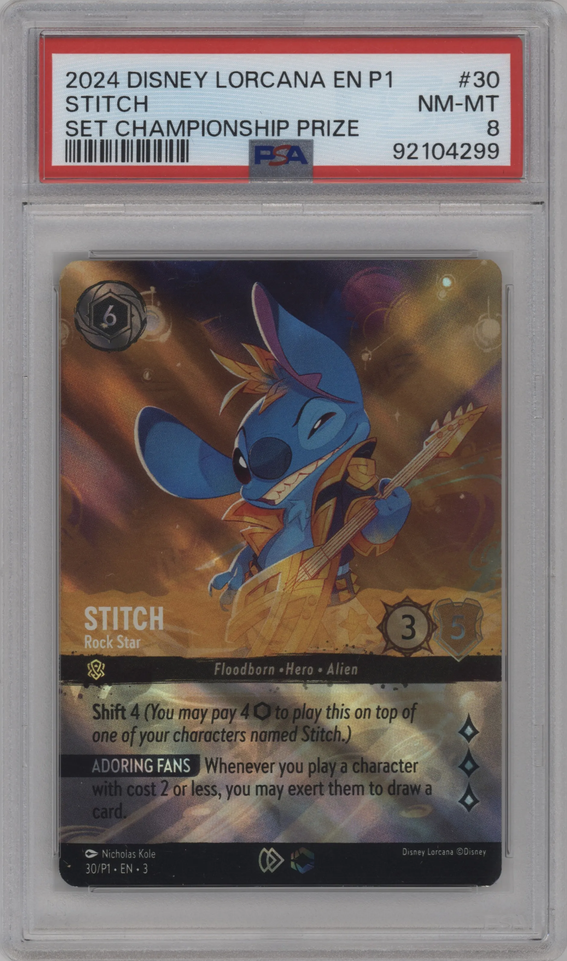 2024 Disney Lorcana Set 3 Prize Card Stitch #30 PSA 8