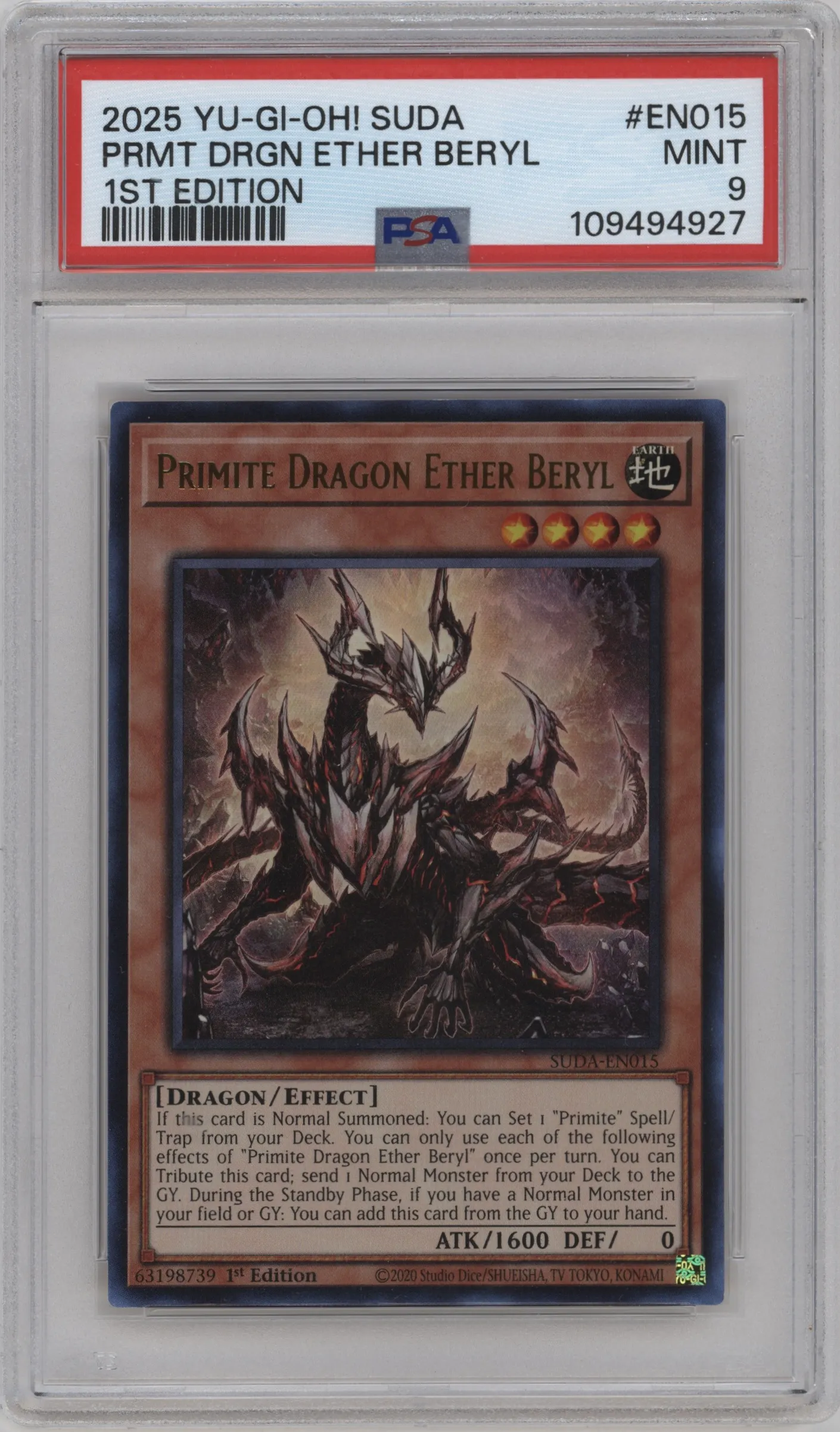 2025 Yu-Gi-Oh! Supreme Darkness Primite Dragon Ether Beryl PSA 9