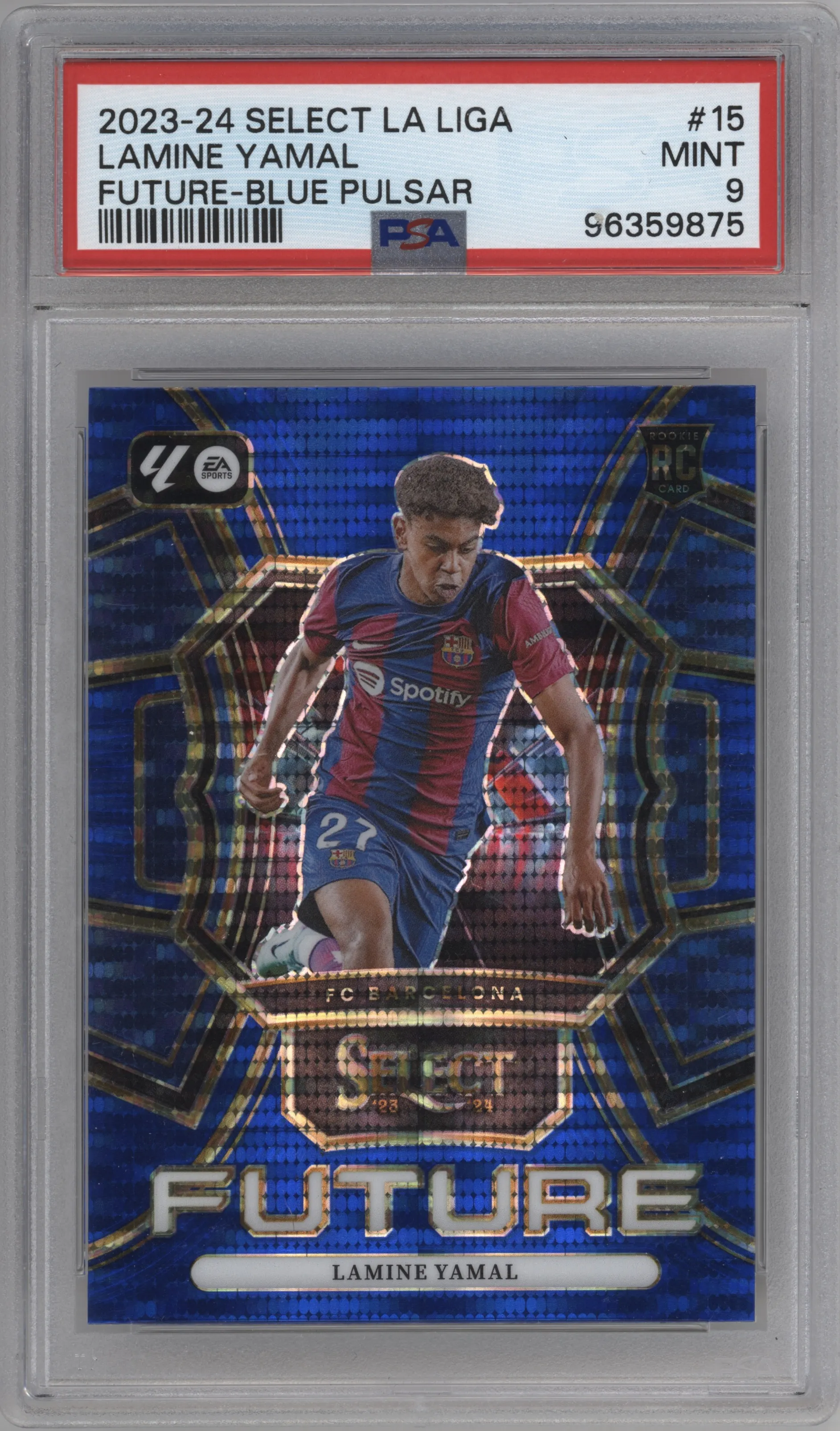 2023 Panini Select La Liga Select Future Lamine Yamal Blue Pulsar PSA 9