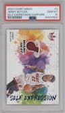 Jimmy Butler from the 2023-24 Panini Court Kings set featuring a Sapphire parallel graded by PSA and given an overall grade of 10.