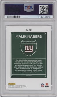 Malik Nabers from the 2024 Donruss Optic set graded by PSA and given an overall grade of 10.