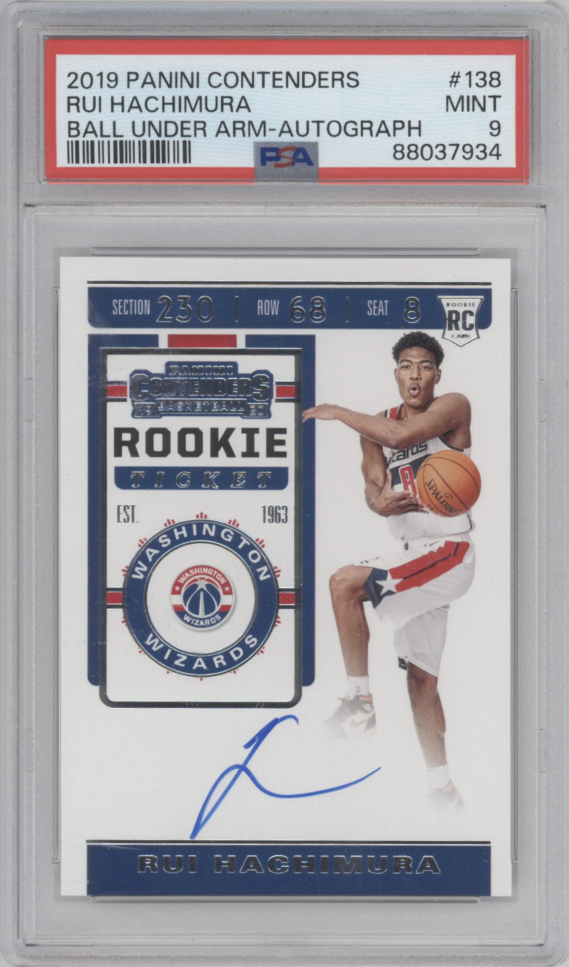 2019 Panini Contenders Rke.Tkt.Phot.Var.Auto Rui Hachimura PSA 9