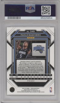 Paolo Banchero from the 2022-23 Panini Prizm  set featuring a Green Prizm parallel graded by PSA and given an overall grade of 10.